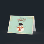 Retro Christmas Snowman Greeting Card<br><div class="desc">Getting ready to send out all your Christmas and holiday greeting cards? This retro christmas greeting card is the perfect way to give your postage a little something extra this year! Included in this snowy scene greeting card are christmas snowman,  christmas postage brushes! Enjoy!</div>
