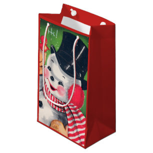 Retro Christmas snowman Holiday party bag