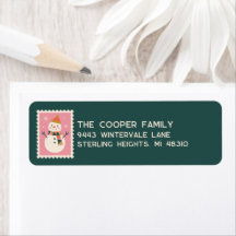 Retro Christmas Snowman Postage Stamp