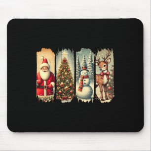 Retro Christmas Squad Santa Snowman Deer Xmas Tree Mouse Pad