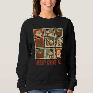 Retro Christmas Stamp Collage Sweatshirt