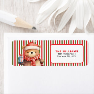 Retro Christmas Stripe Pattern & Teddy Bear Custom