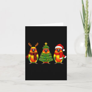 Retro Christmas Sun Conure Parrot Santa Reindeer Card