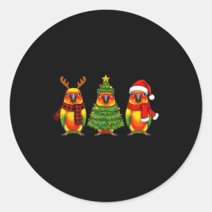 Retro Christmas Sun Conure Parrot Santa Reindeer Classic Round Sticker