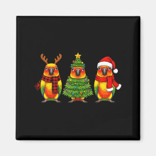 Retro Christmas Sun Conure Parrot Santa Reindeer Magnet