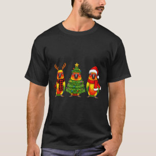 Retro Christmas Sun Conure Parrot Santa Reindeer  T-Shirt