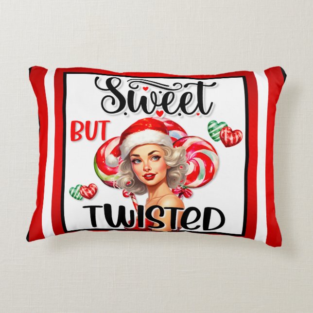 Retro Christmas Sweet n Twisted Pinup Accent Pillow (Back)