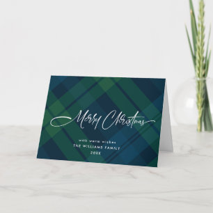 Retro Christmas Tartan Plaid Photo Greeting Holiday Card