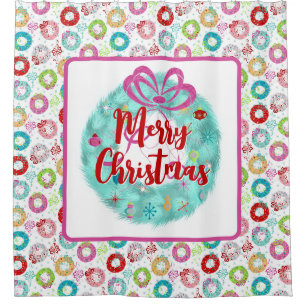 Retro Christmas Teal Wreath