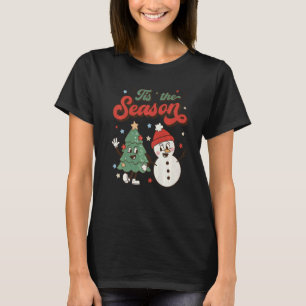 Retro Christmas Tis The Season Christmas Tree Snow T-Shirt