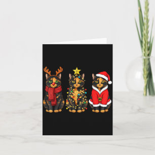 Retro Christmas Tortoiseshell Cat Santa Reindeer Card