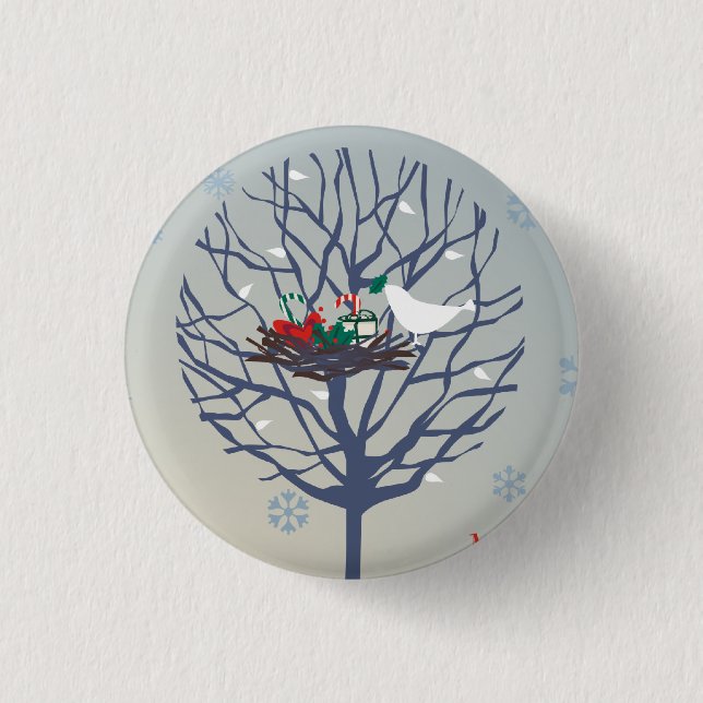 Retro Christmas tree 1 Inch Round Button (Front)