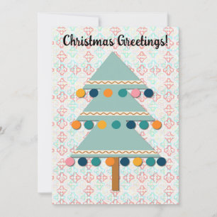 Retro Christmas Tree Aqua Green Holiday Card