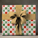Retro Christmas Tree Chequerboard Holiday Pattern Wrapping Paper<br><div class="desc">Retro Christmas Tree Chequerboard Holiday Pattern Wrapping Paper Gift Wrap features a retro red and green chequerboard pattern with Christmas trees. Traditional Christmas holiday pattern perfect for holiday gift wrapping. Suitable for family,  friends,  corporate and more. Designed by Evco Studio www.zazzle.com/store/evcostudio</div>