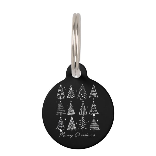 Retro Christmas Tree Classic Pet Tag (Front)