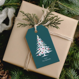Retro Christmas Tree, Colourful Vintage Christmas Gift Tags