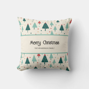 Retro Christmas Tree Custom Throw Pillow