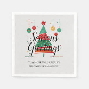Retro Christmas Tree Customizable Napkin