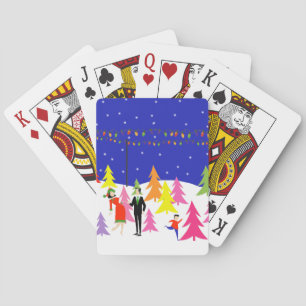 Retro Christmas Tree Farm Playing Cards