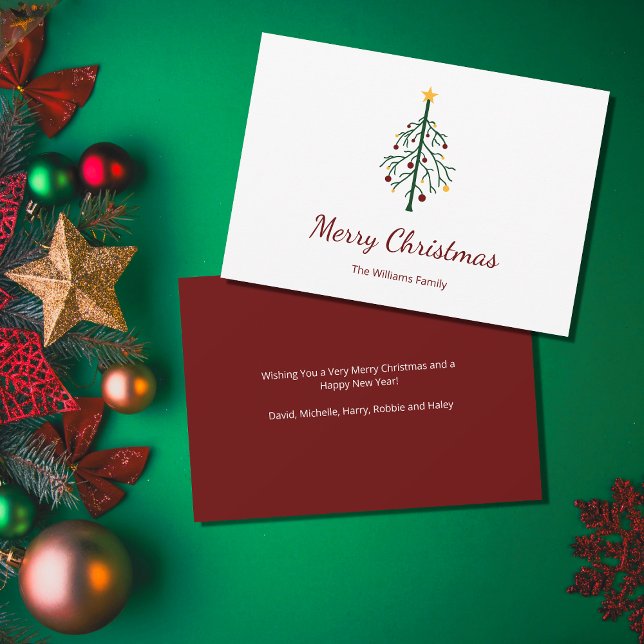 Retro Christmas Tree Festive Red Holiday Card (Creator Uploaded)