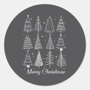 Retro Christmas Tree,funny Christmas Design Tee Wo Classic Round Sticker