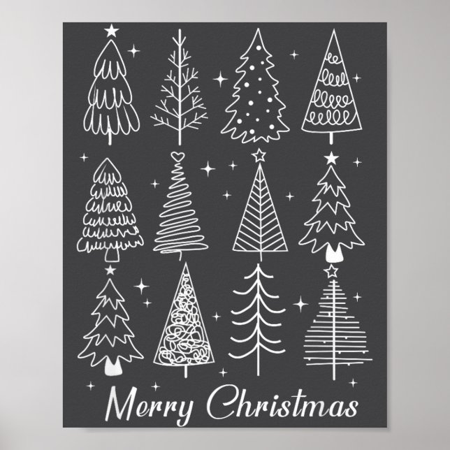 Retro Christmas Tree,funny Christmas Design Tee Wo Poster (Front)