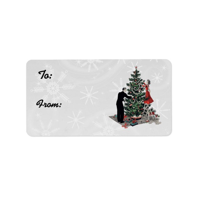 Retro Christmas Tree Gift Tags (Front)