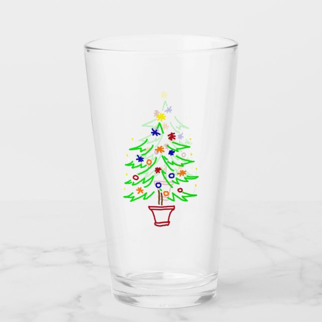 Retro Christmas Tree Glass (Front)
