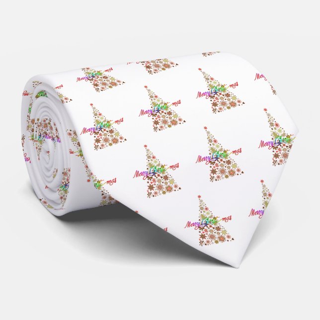 Retro Christmas Tree Men's Tie (Rolled)