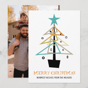 Retro Christmas Tree Mid Century Holiday Photo Card