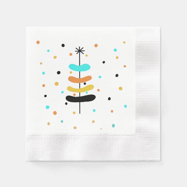 Retro Christmas Tree Paper Napkins (Front)