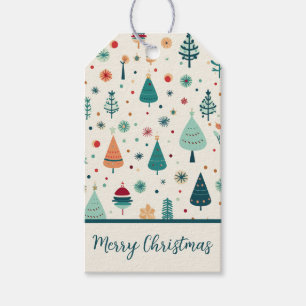 Retro Christmas Tree Pattern Gift Tags