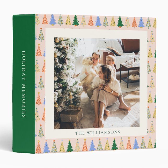 Retro Christmas Tree Pattern Holiday Photo Album Binder (Front/Spine)