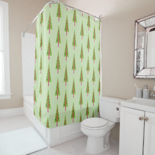 Retro Christmas Tree Shower Curtain