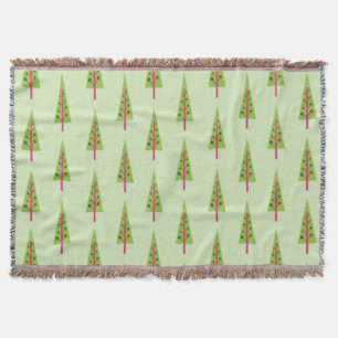Retro Christmas Tree Throw Blanket