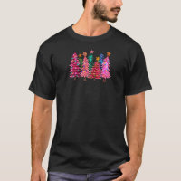 Retro Christmas Tree With Lights Western Pink Chri