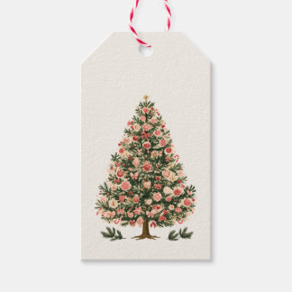 Retro Christmas Tree with Pink Baubles Gift Tags