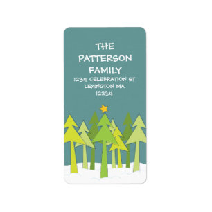 Retro Christmas Trees Holiday Address Label