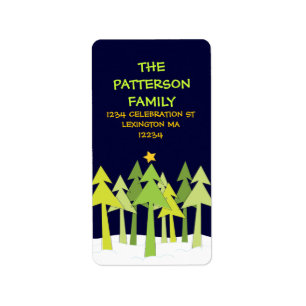 Retro Christmas Trees Holiday Address Label