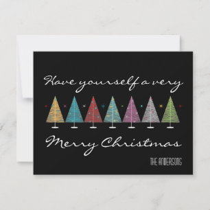 Retro Christmas Trees Holiday Card