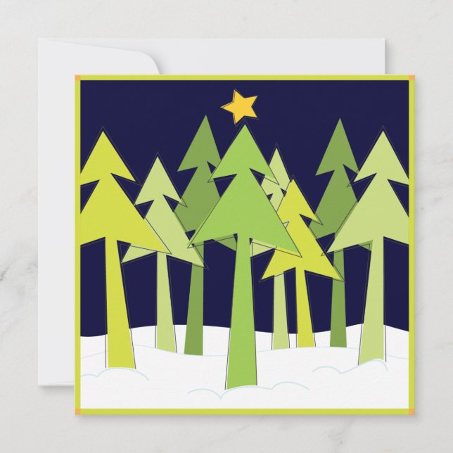Retro Christmas Trees Holiday Open House Party Invitation (Front)