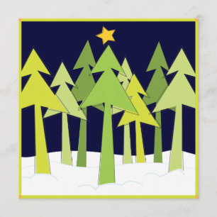 Retro Christmas Trees Holiday Open House Party Invitation