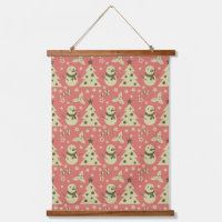 Retro Christmas trees holly berry star candy cane 