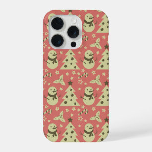 Retro Christmas trees holly berry star candy cane  iPhone 15 Pro Case