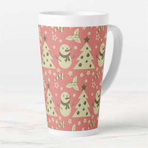Retro Christmas trees holly berry star candy cane Latte Mug