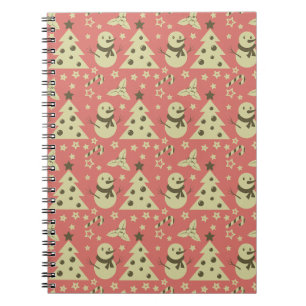 Retro Christmas trees holly berry star candy cane Notebook