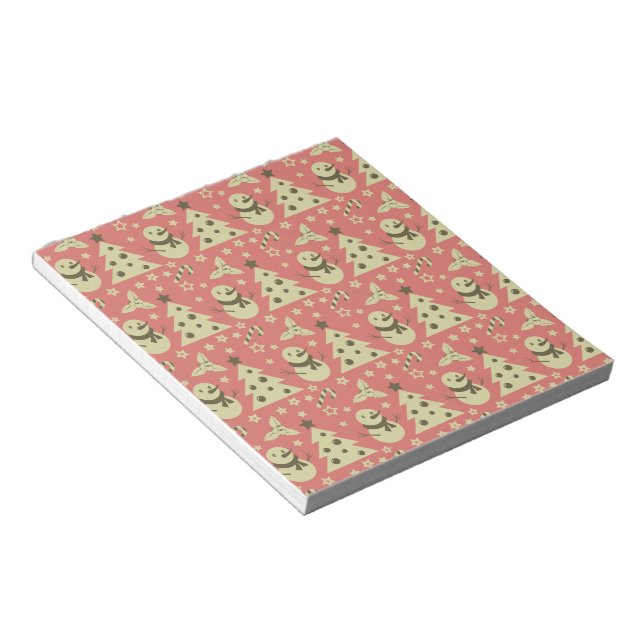 Retro Christmas trees holly berry star candy cane  Notepad (Angled)