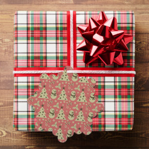 Retro Christmas trees holly berry star candy cane Ornament Card