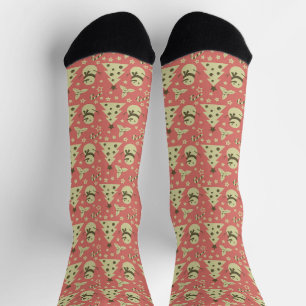 Retro Christmas trees holly berry star candy cane Socks