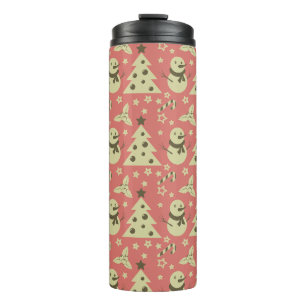 Retro Christmas trees holly berry star candy cane  Thermal Tumbler